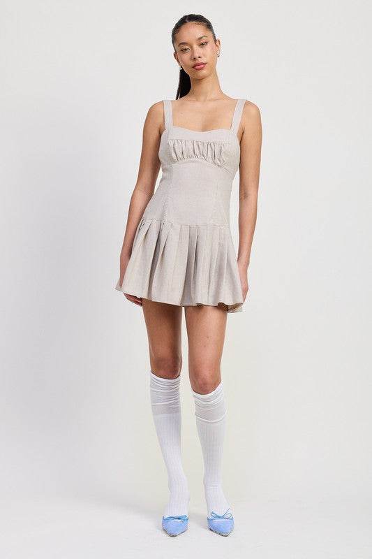 PLEATED MINI DRESS WITH BACK TIES - Shop Style & More | Fresh Looks, Everyday Deals & Free Shipping