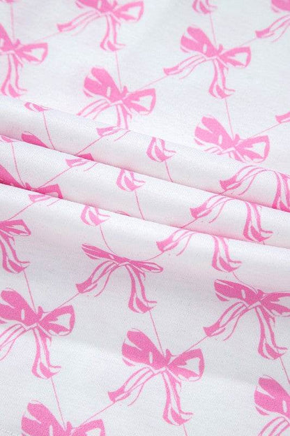 Bowknot Shirt and Ruffle Hem Shorts Pajama Set - Shop Style & More | Fresh Looks, Everyday Deals & Free Shipping