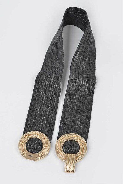 Double Circle Buckle Elastic Faux Straw Belt - Shop Style & More | Fresh Looks, Everyday Deals & Free Shipping