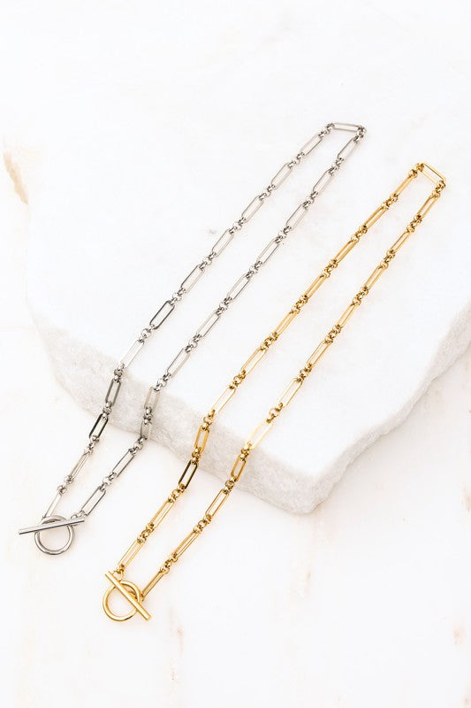 18K STAINLESS STEEL TOGGLE CHAIN NECKLACE Jewelry - Necklace
