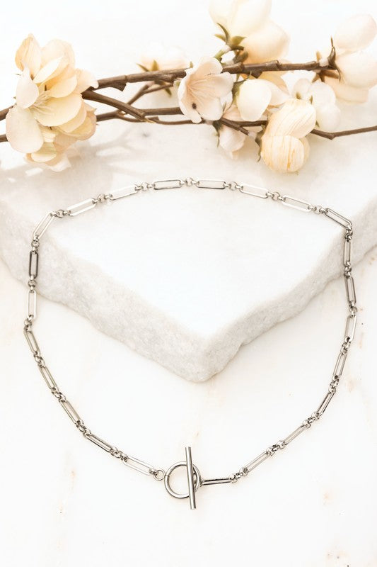 18K STAINLESS STEEL TOGGLE CHAIN NECKLACE Jewelry - Necklace