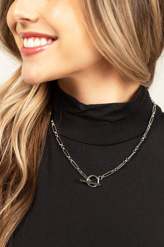 18K STAINLESS STEEL TOGGLE CHAIN NECKLACE Jewelry - Necklace
