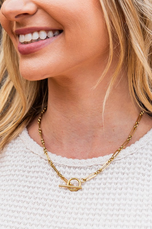 18K STAINLESS STEEL TOGGLE CHAIN NECKLACE Gold OneSize Jewelry - Necklace