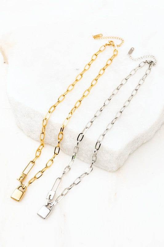 18K STAINLESS STEEL LOCK & CLIP CHAIN NECKLACE - Shop Style & More | Fresh Looks, Everyday Deals & Free Shipping