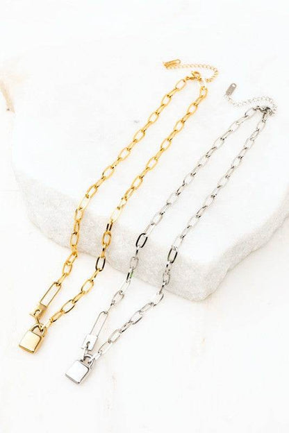 18K STAINLESS STEEL LOCK & CLIP CHAIN NECKLACE - Shop Style & More | Fresh Looks, Everyday Deals & Free Shipping