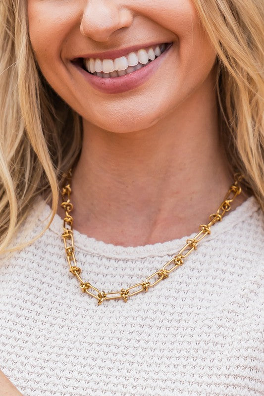 18K STAINLESS STEEL BARBED WIRE CHAIN NECKLACE Jewelry - Necklace