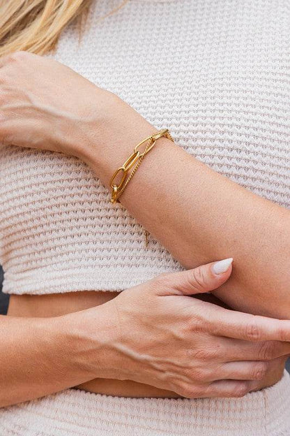 18K STAINLESS STEEL LAYERED PAPERCLIP BRACELET - Shop Style & More | Fresh Looks, Everyday Deals & Free Shipping