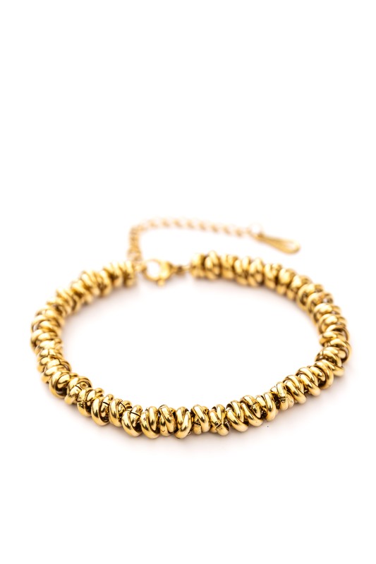 18K STAINLESS STEEL TWISTED BEAD BRACELET Jewelry - Bracelets