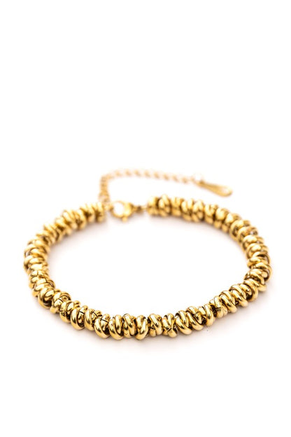 18K STAINLESS STEEL TWISTED BEAD BRACELET Jewelry - Bracelets