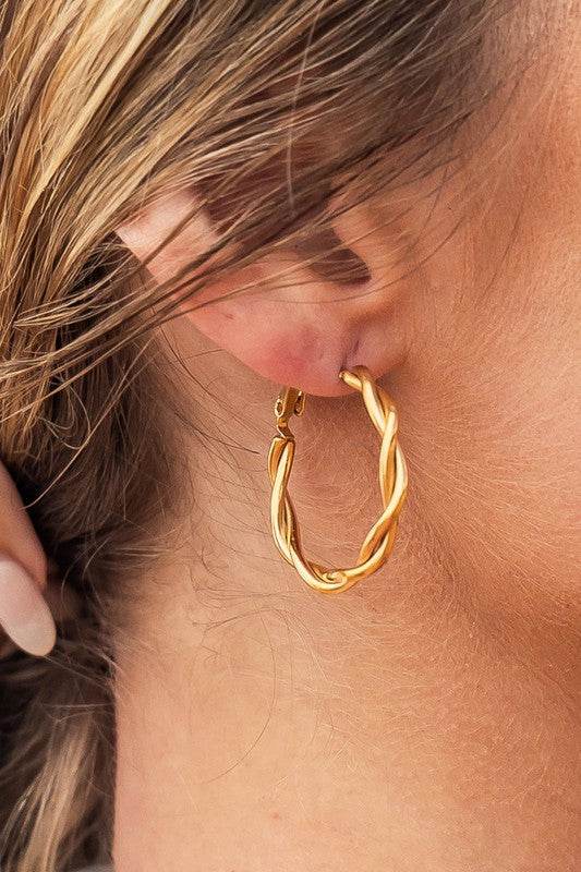 18K STAINLESS STEEL TWISTED HOOP EARRINGS - Shop Style & More | Fresh Looks, Everyday Deals & Free Shipping
