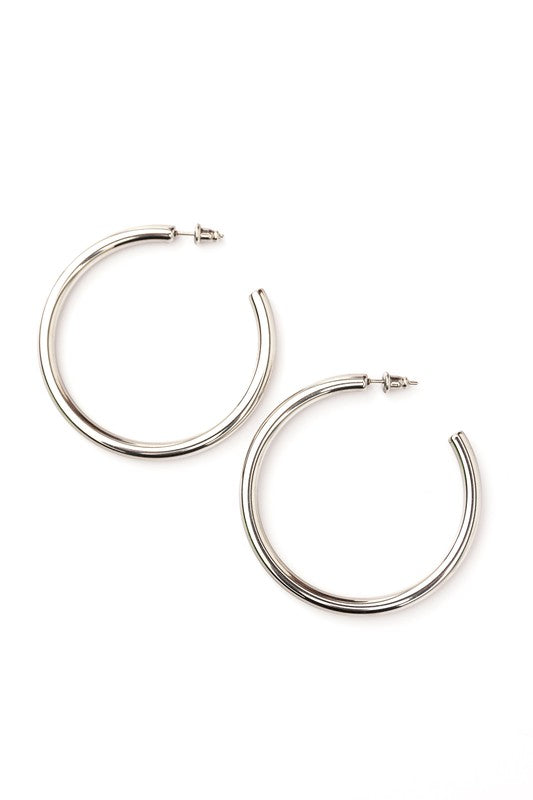 14K STAINLESS STEEL OPEN HOOP EARRINGS Silver OneSize Jewelry - Earring