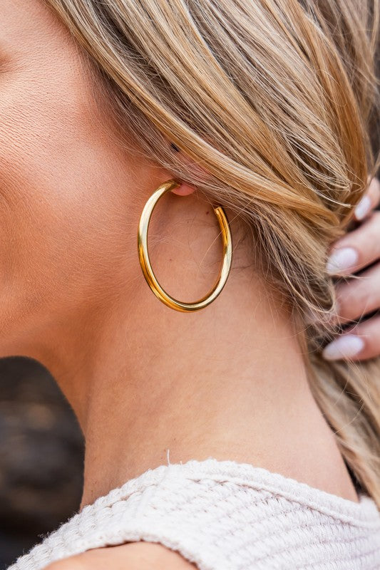 14K STAINLESS STEEL OPEN HOOP EARRINGS Gold OneSize Jewelry - Earring