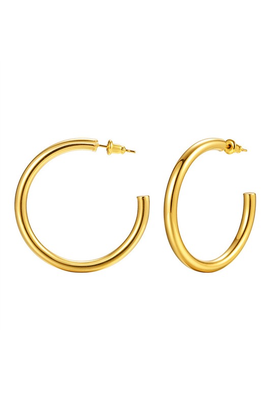 14K STAINLESS STEEL OPEN HOOP EARRINGS Jewelry - Earring