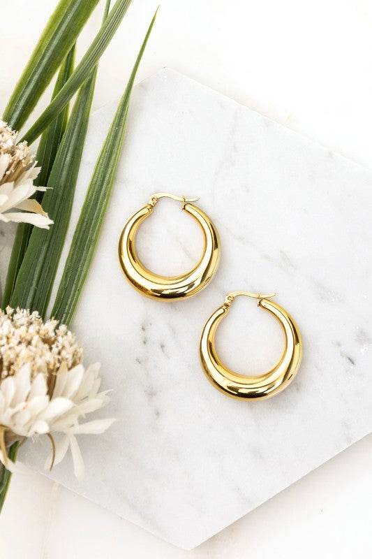 18K STAINLESS STEEL MOD HOOP EARRINGS - Shop Style & More | Fresh Looks, Everyday Deals & Free Shipping