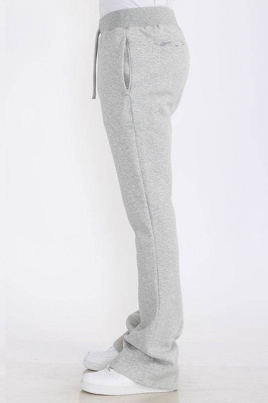 Mens Solid Fleece Flare Stacked PANTS - Shop Style & More | Fresh Looks, Everyday Deals & Free Shipping