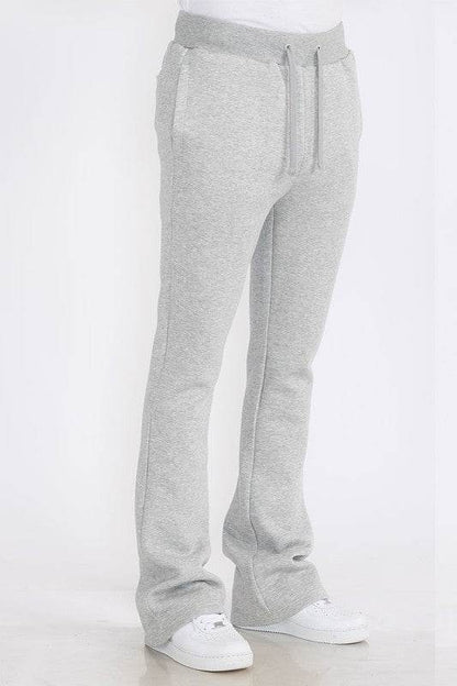 Mens Solid Fleece Flare Stacked PANTS - Shop Style & More | Fresh Looks, Everyday Deals & Free Shipping