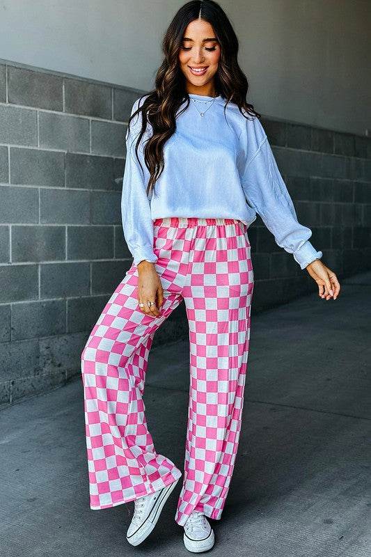 2-Tone Checked Print High Waist Wide Leg Pants - Shop Style & More | Fresh Looks, Everyday Deals & Free Shipping