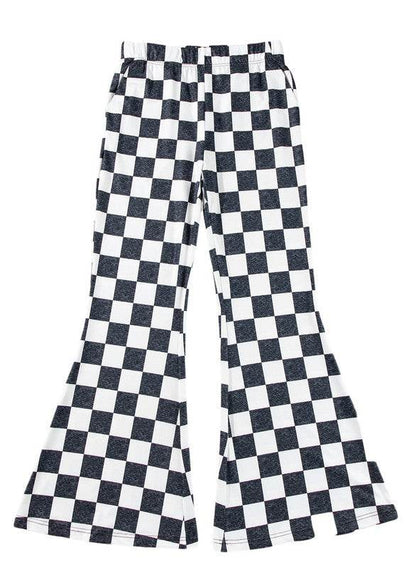 Black Checkerboard High Rise Casual Flared Pants - Shop Style & More | Fresh Looks, Everyday Deals & Free Shipping