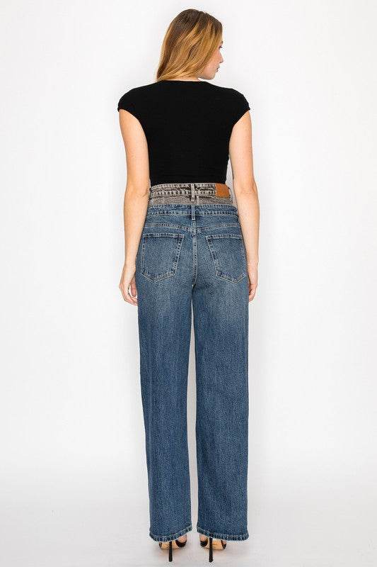 DOUBLE SNAP WAISTBAND ULTRA HIGH RISE WIDE JEANS - Shop Style & More | Fresh Looks, Everyday Deals & Free Shipping