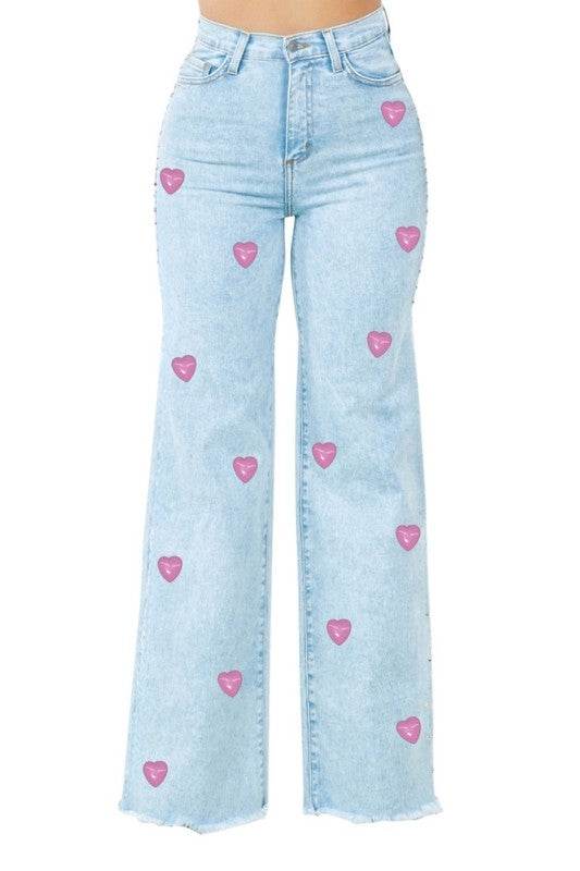 Brooklyn Wide Leg Jean with heart - Shop Style & More | Fresh Looks, Everyday Deals & Free Shipping
