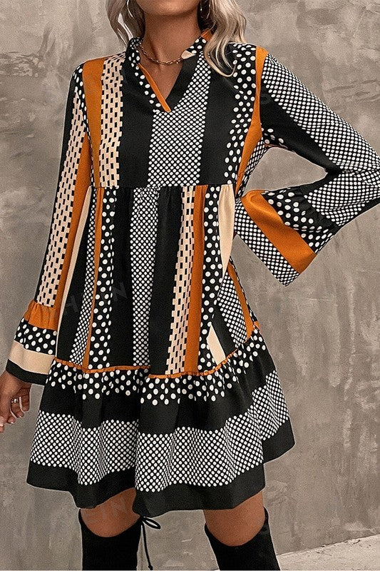 Women Polka Dot Print Ruffled Hem V Neck Dress - Shop Style & More | Fresh Looks, Everyday Deals & Free Shipping
