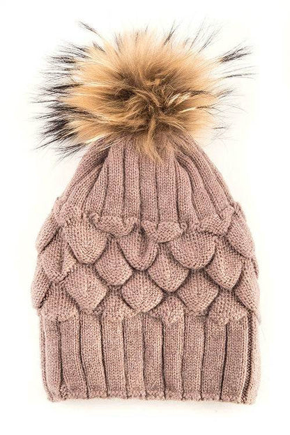 Raccoon Fur Pineapple Knit Beanies - Shop Style & More | Fresh Looks, Everyday Deals & Free Shipping