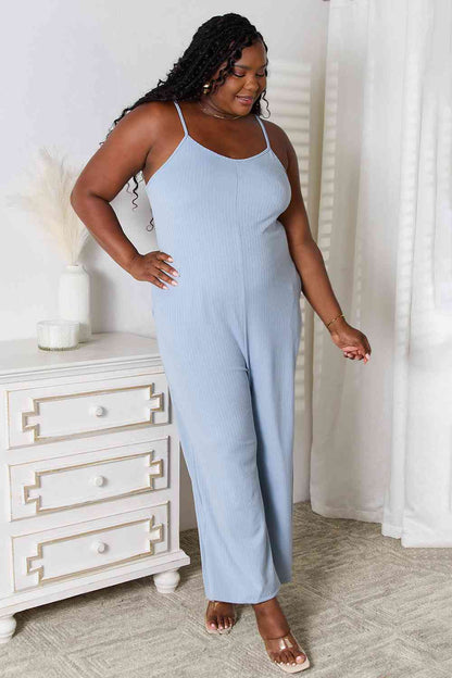 Basic Bae Spaghetti Strap Jumpsuit - Full Size V-Neck Design Jumpsuits