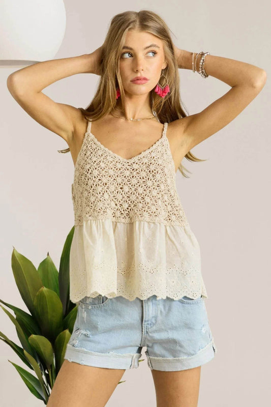 ADORA Crochet V Neck Tank Top - Shop Style & More | Fresh Looks, Everyday Deals & Free Shipping