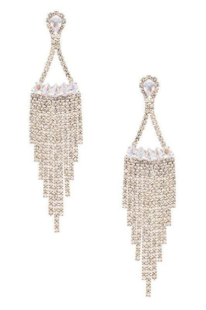 Fringe Rhinestone CZ Chandelier Earrings - Shop Style & More | Fresh Looks, Everyday Deals & Free Shipping
