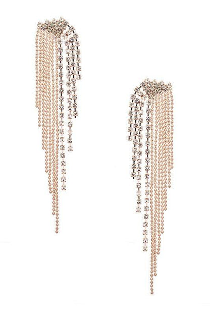 Rhinestone Fringe Chain Drop Earrings - Shop Style & More | Fresh Looks, Everyday Deals & Free Shipping