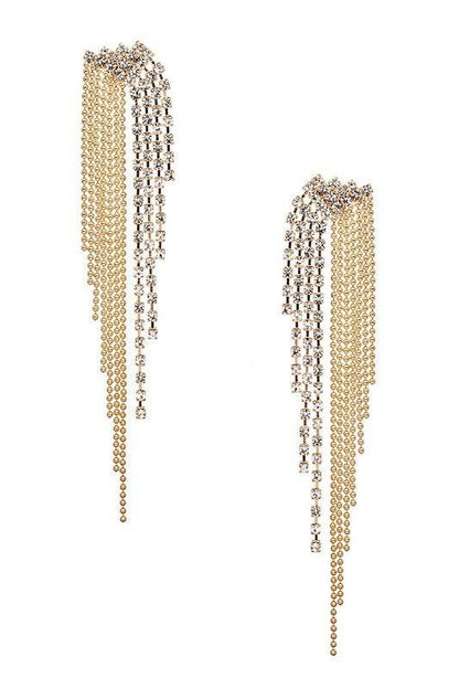 Rhinestone Fringe Chain Drop Earrings - Shop Style & More | Fresh Looks, Everyday Deals & Free Shipping