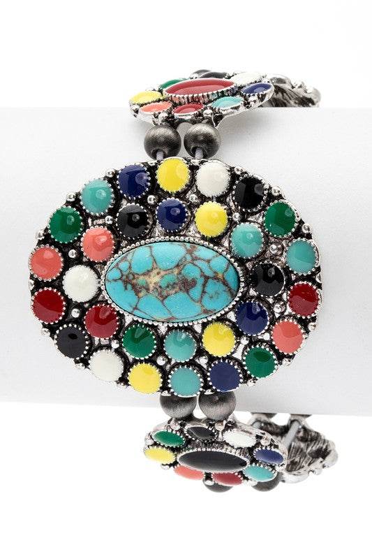 Oval Stone Western Stretch Statement Bracelet - Shop Style & More | Fresh Looks, Everyday Deals & Free Shipping