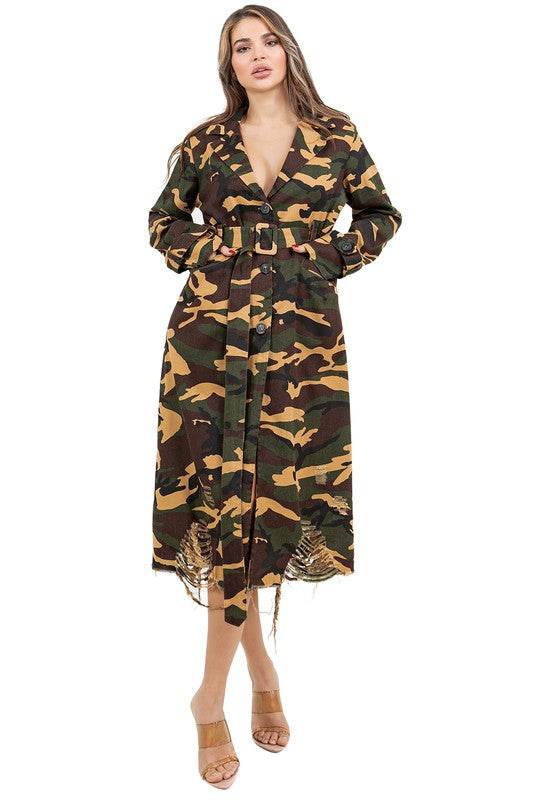WOMEN FASHION CAMOFLAGE LONG TRENCH COAT - Shop Style & More | Fresh Looks, Everyday Deals & Free Shipping