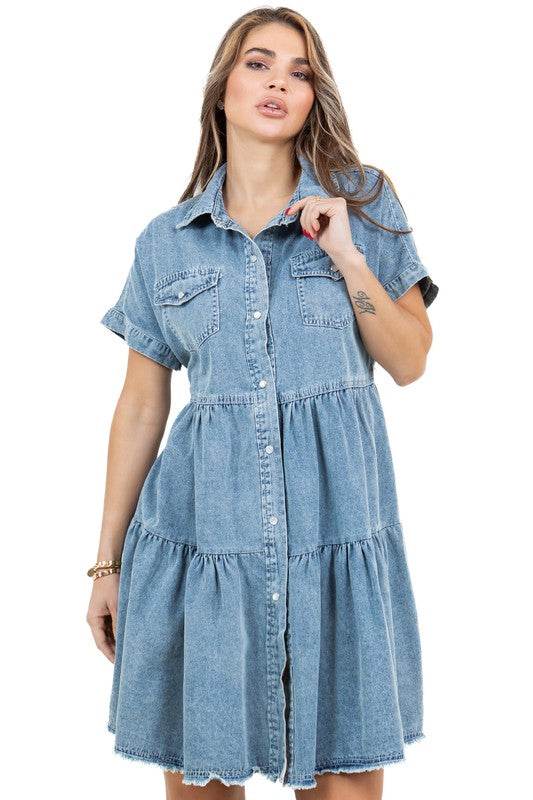 WOMEN FASHION DENIM DRESS - Shop Style & More | Fresh Looks, Everyday Deals & Free Shipping
