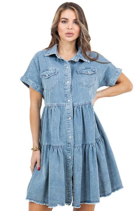 WOMEN FASHION DENIM DRESS - Shop Style & More | Fresh Looks, Everyday Deals & Free Shipping