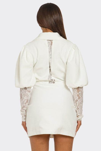 HALF PACK White Puff-Sleeve Zip-Up Dress - Shop Style & More | Fresh Looks, Everyday Deals & Free Shipping