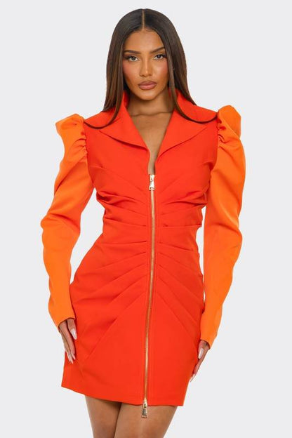 Two-Tone Orange Zip-Up Dress - Shop Style & More | Fresh Looks, Everyday Deals & Free Shipping
