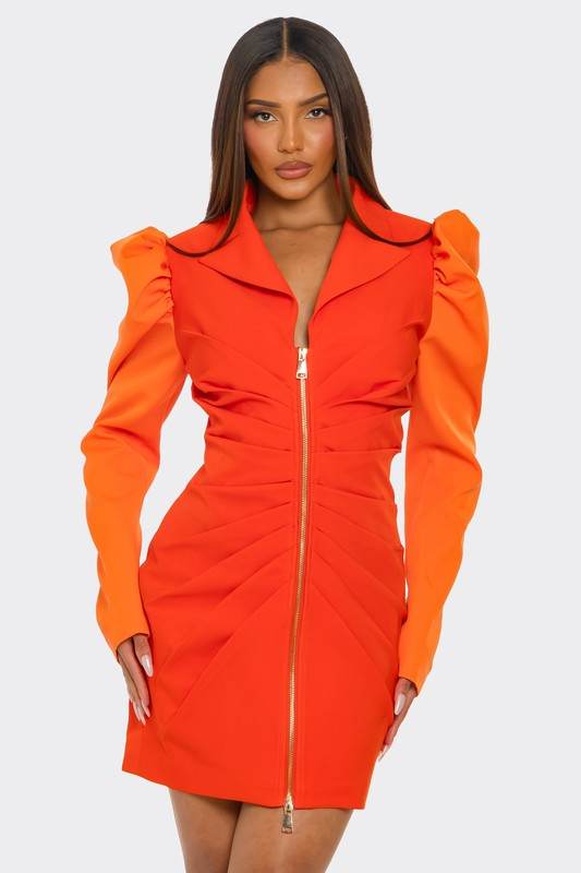 Two-Tone Orange Zip-Up Dress - Shop Style & More | Fresh Looks, Everyday Deals & Free Shipping