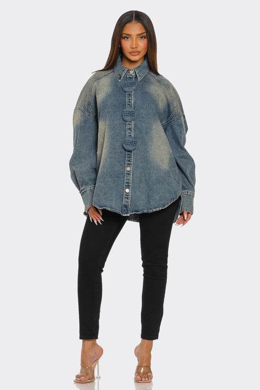 Oversized Denim Button-Up Shirt - Shop Style & More | Fresh Looks, Everyday Deals & Free Shipping