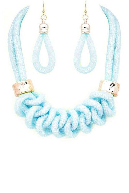 Crystal Mesh Tubing Statement Necklace Set - Shop Style & More | Fresh Looks, Everyday Deals & Free Shipping