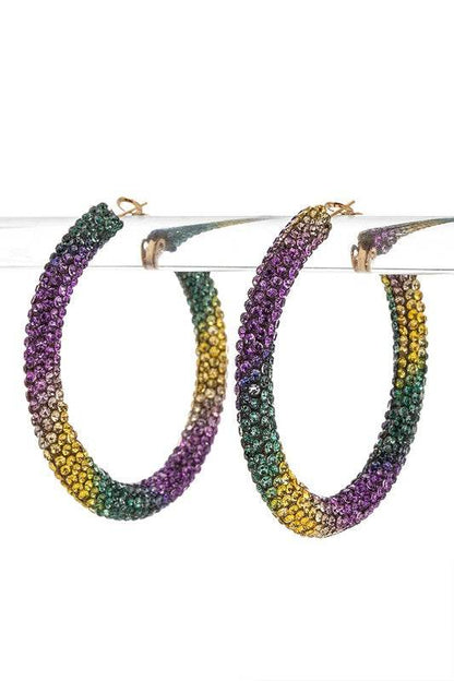 Mardi Gras Crystal Fashion Hoop Earrings - Shop Style & More | Fresh Looks, Everyday Deals & Free Shipping