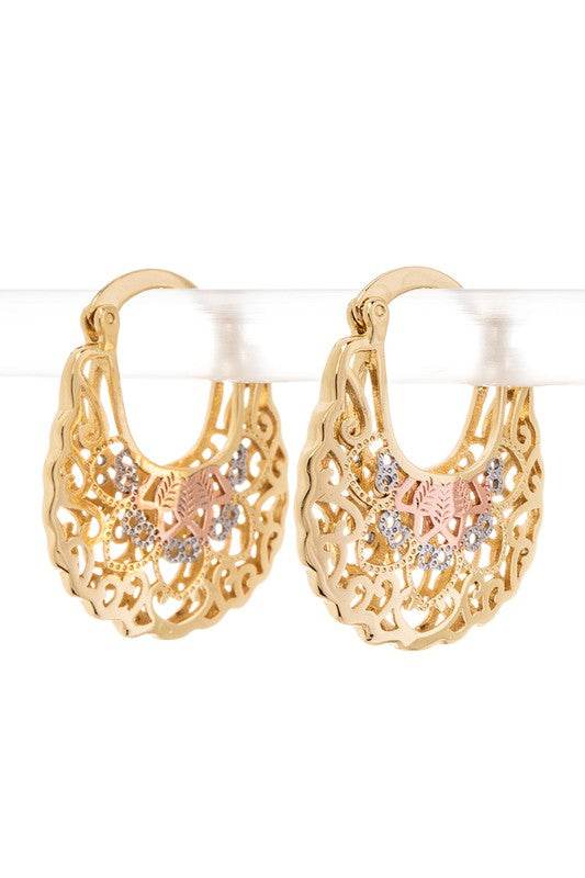 3 Tone Laser Cut Iconic Hoop Earrings - Shop Style & More | Fresh Looks, Everyday Deals & Free Shipping