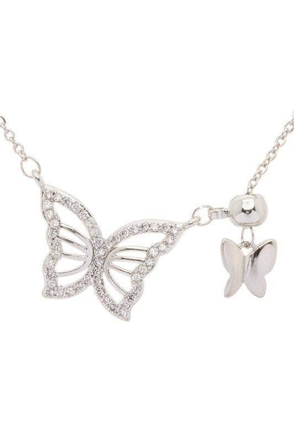 Double Butterfly Charm CZ Pendant Necklace - Shop Style & More | Fresh Looks, Everyday Deals & Free Shipping