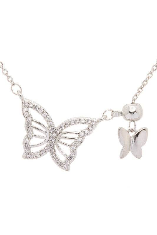 Double Butterfly Charm CZ Pendant Necklace - Shop Style & More | Fresh Looks, Everyday Deals & Free Shipping