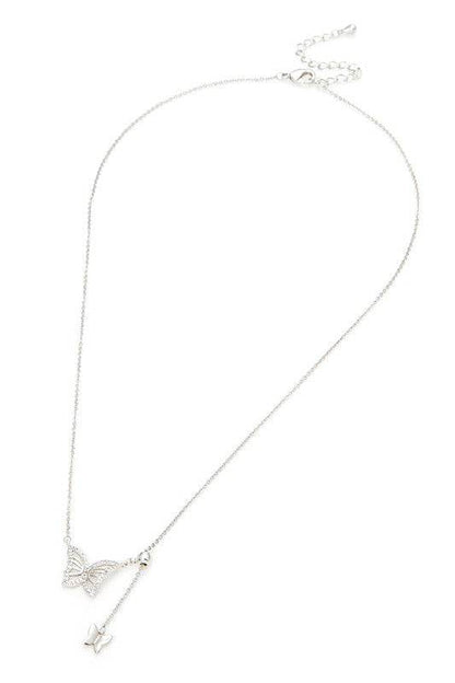 Double Butterfly Charm CZ Pendant Necklace - Shop Style & More | Fresh Looks, Everyday Deals & Free Shipping