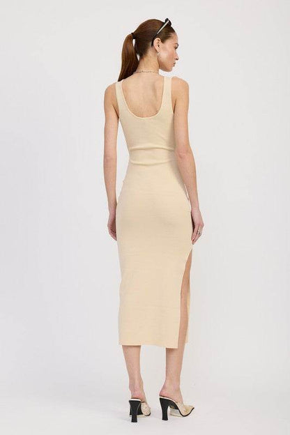 FRONT KNOT MIDI DRESS WITH CUTOUT - Shop Style & More | Fresh Looks, Everyday Deals & Free Shipping