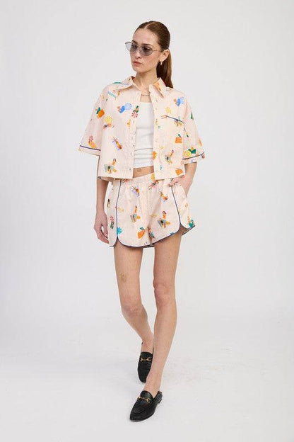 CROPPED OVERSIZE BUTTON UP TOP - Shop Style & More | Fresh Looks, Everyday Deals & Free Shipping