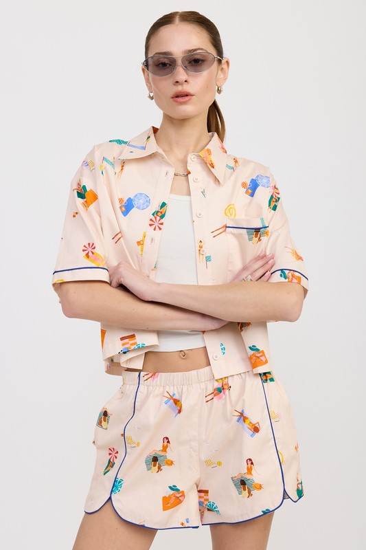 CROPPED OVERSIZE BUTTON UP TOP - Shop Style & More | Fresh Looks, Everyday Deals & Free Shipping