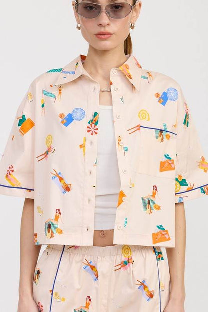 CROPPED OVERSIZE BUTTON UP TOP - Shop Style & More | Fresh Looks, Everyday Deals & Free Shipping