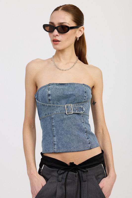 DENIM BUSTIER WITH BUCKLE - Shop Style & More | Fresh Looks, Everyday Deals & Free Shipping
